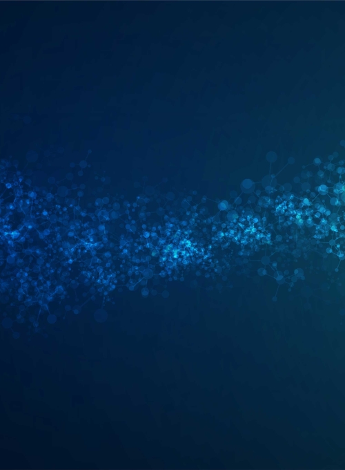 network of light circles and lines stretch across a dark blue background